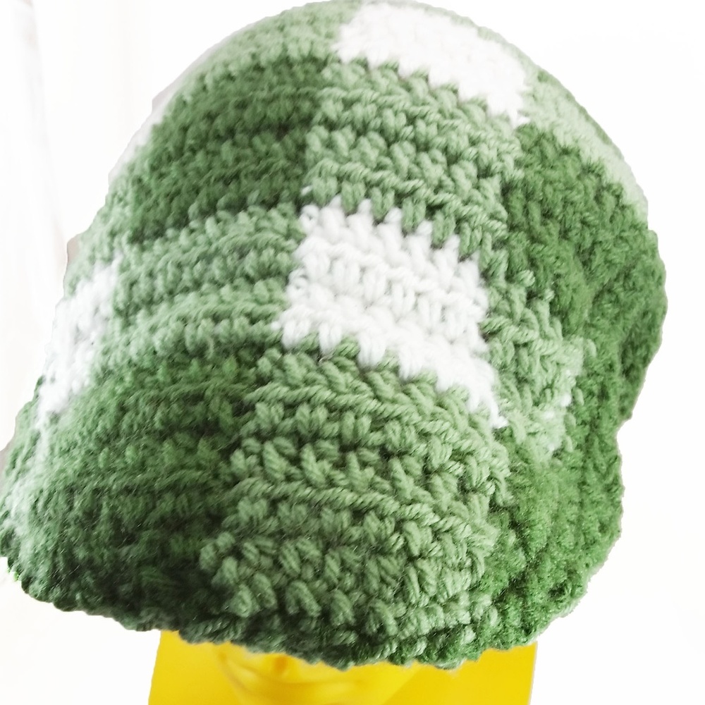 Green Plaid Crochet Kangol (Crochango)NewsBoy Cap